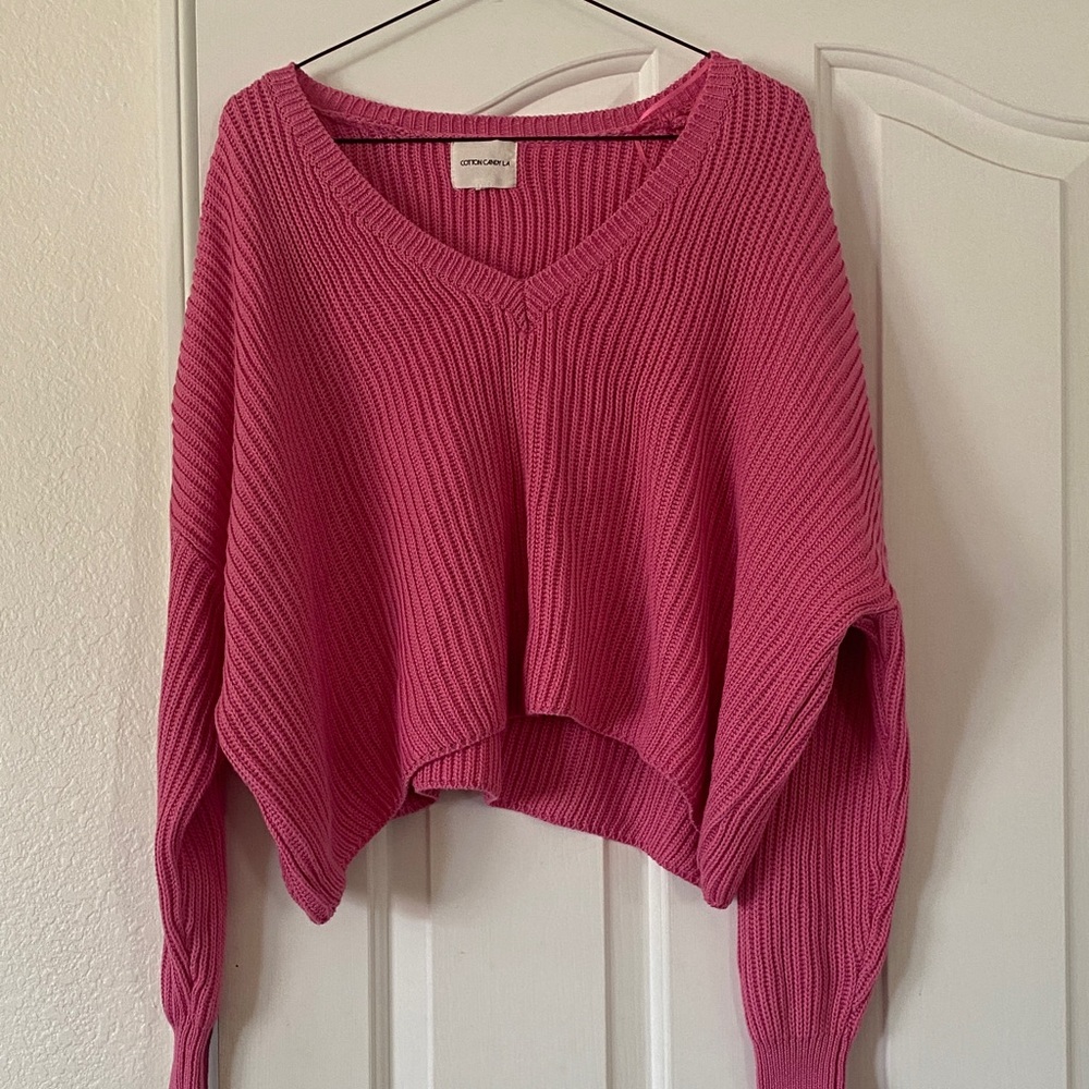 Cynthia Rowley Fuchsia V-Neck Sweater